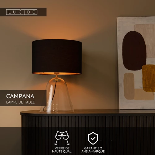 Lucide CAMPANA - Lampe de table - 1xE27 - Transparent - USP